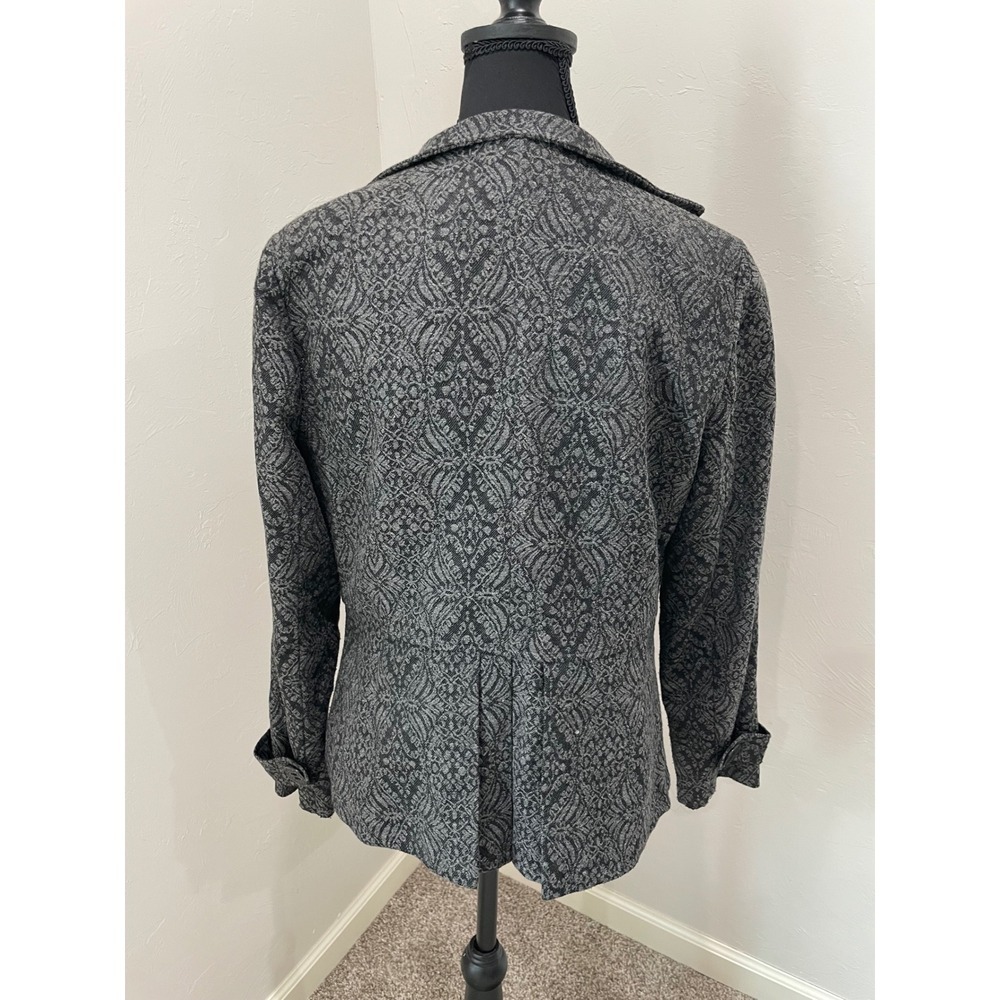 Coldwater Creek Grey Black Jacquard Wool Blend Blazer Jacket Size 8 Office Wear - Picture 2 of 7